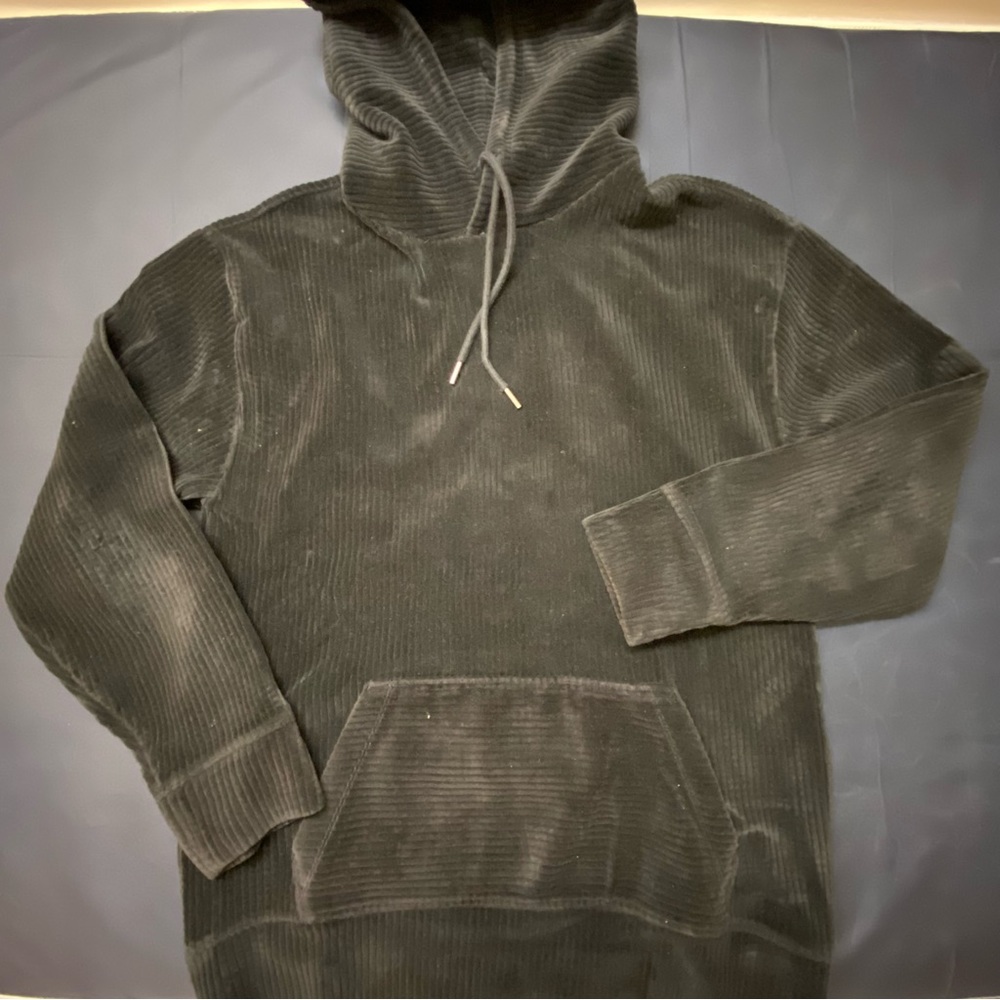 EXPRESS BLACK HEAVYWEIGHT CORDUROY HOODIE MEDIUM